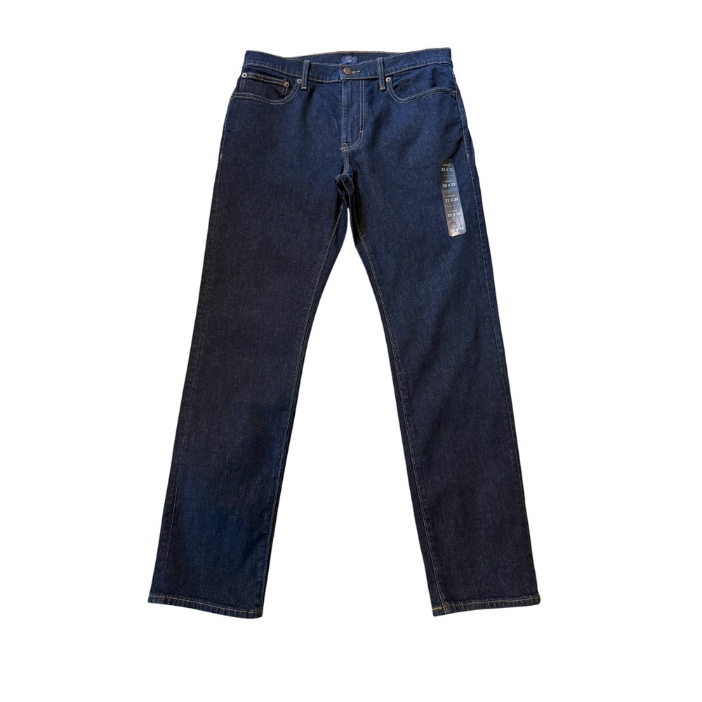 J.Crew Mens Flex Straight Fit Jeans Signature Wash 32x32 Dark Rinse Blue AY518